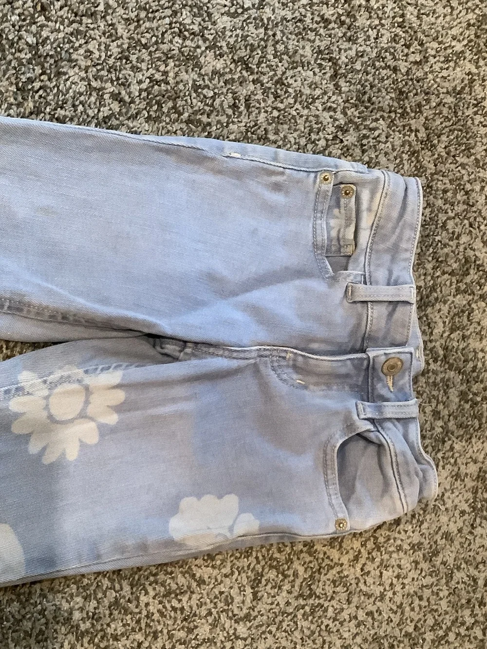 Girls Size 6x Light Blue Floral Print Bootcut Jeans